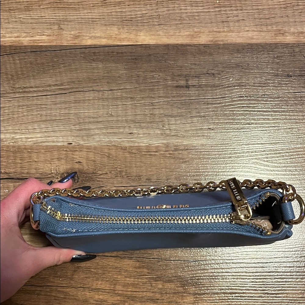 Anne Klein Blue Clutch with Gold Chain - Picture 7 of 9